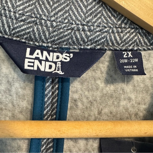 Lands’ End Women's One Button Blazer Jacket Chevron Fleece 2X - Picture 5 of 8